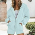 thumbnail image 2 of GILIGEGE 2 Piece Sets for Women Women's Autumn Solid Color Hooded Large Pocket Sports Shirt Shorts Two Piece Casual Set Summer Lounge Sets Mint Green Xl, 2 of 5
