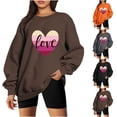 thumbnail image 4 of Crewneck Sweatshirts for Women Valentine's Day Cute Funny Graphic Print Pullover Tops Casual Long Sleeve Shirt(Brown,S), 4 of 4