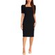 thumbnail image 2 of Vestido de Lápiz INSPIRE CHIC para Mujeres con Mangas Abullonadas y Abertura Trasera, Casual de Negocios, Cuello Cuadrado, XL Negro, 2 of 6
