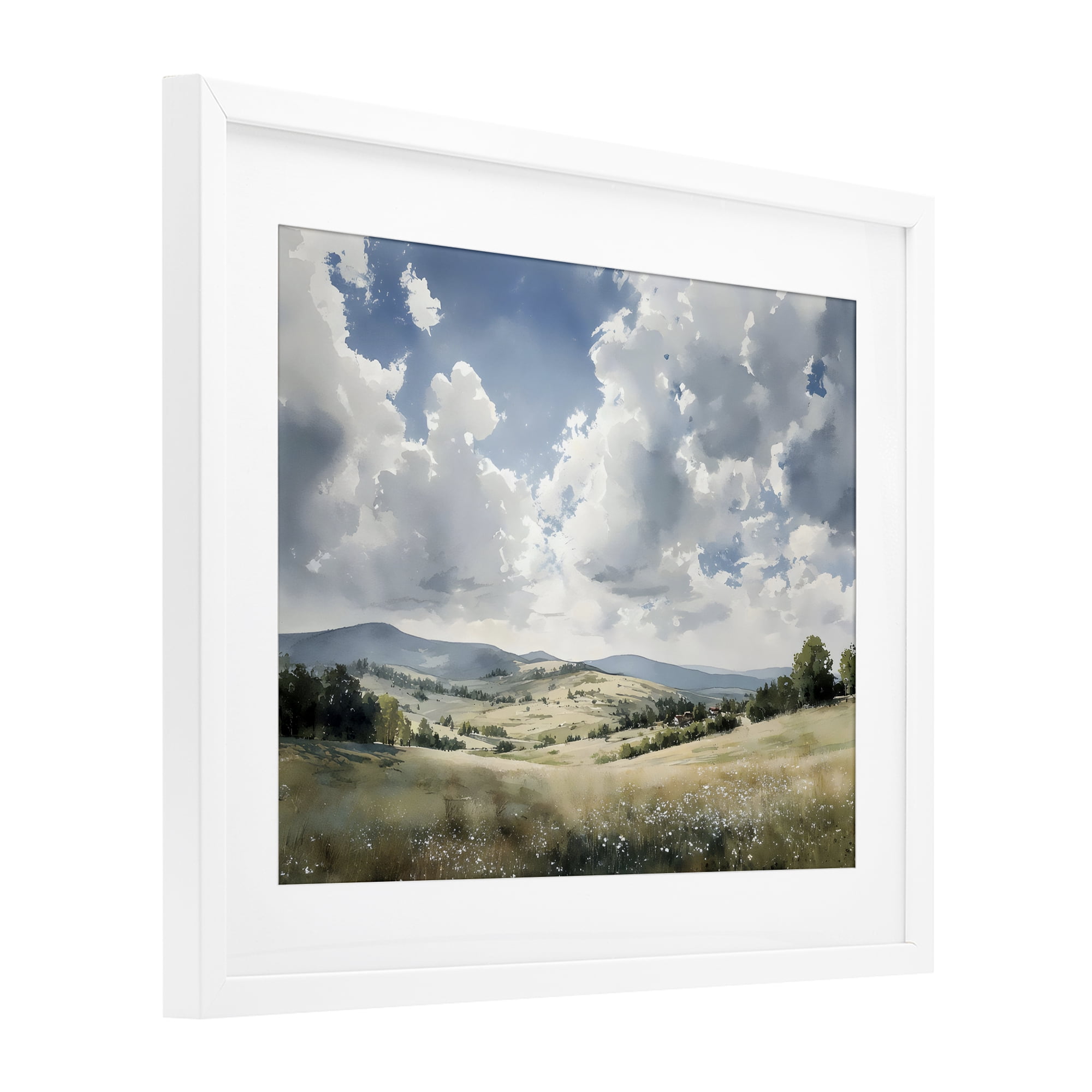 Stupell Industries Cloudy Hills Meadow White Framed Print Under Glass, design by Franklyn Gregory