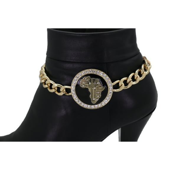 Women Gold Metal Chain Boot Bracelet Shoe Africa Continent Charm