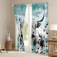 thumbnail image 6 of Erosebridal Highland Cow Print Curtains 30%-50% Blackout,Teal Western Farmhouse Curtains & Drapes for Bedroom,Longhorn Cattle Window Curtain Daisy Flower Curtains Cowboys Gifts, 6 of 6