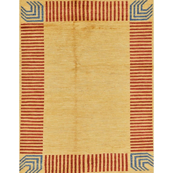 Ahgly Company Indoor Rectangle Abstract Orange Abstract Area Rugs, 7' x 9'
