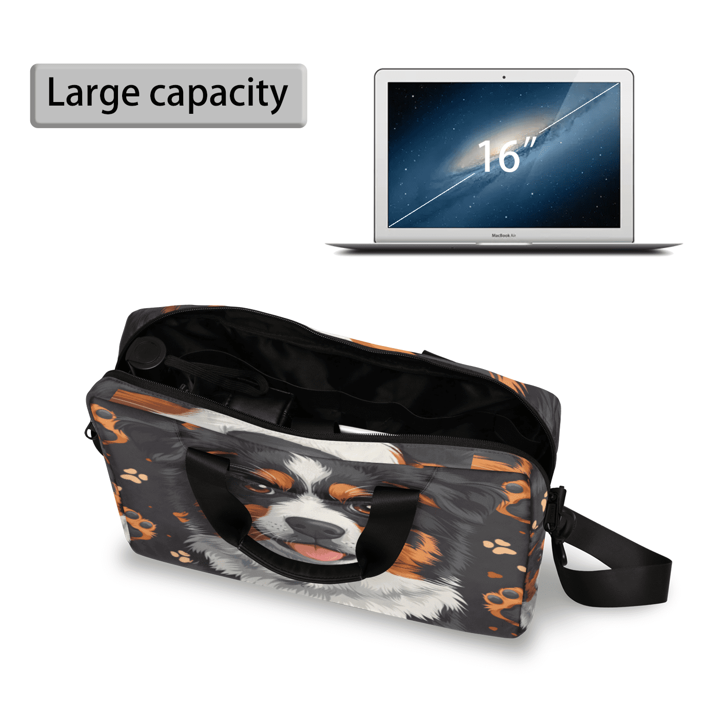 Herdesigns Border Collie Laptop Bag for Women Men, Computer Case Briefcase Messenger Bags, 15-15.6 inch Laptop Sleeve Shoulder Bag