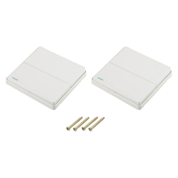 Light Switch Wall Push Button 2 Gang 2 Way White 250V 10A 86mmx86mm Pack of 2