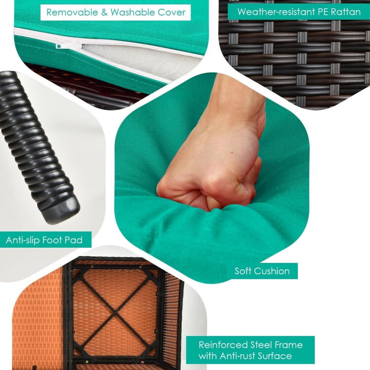 Aimee Lii Rattaner Outdoor Patio Furniture, Patio Rattan Wicker Conversation Set Sofa Cushioned Loveseat Glass Table, Turquoise Aimee Lii Rattaner Outdoor Patio Furniture, Patio Rattan Wicker Conversation Set Sofa Cushioned Loveseat Glass Table, Turquoise