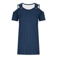 thumbnail image 6 of QIUOMBBP Womens Summer Mini Sundress Short Sleeve Cold Shoulder T Shirts Dress Loose Casual Beach Vacation Dresses Navy S, 6 of 8