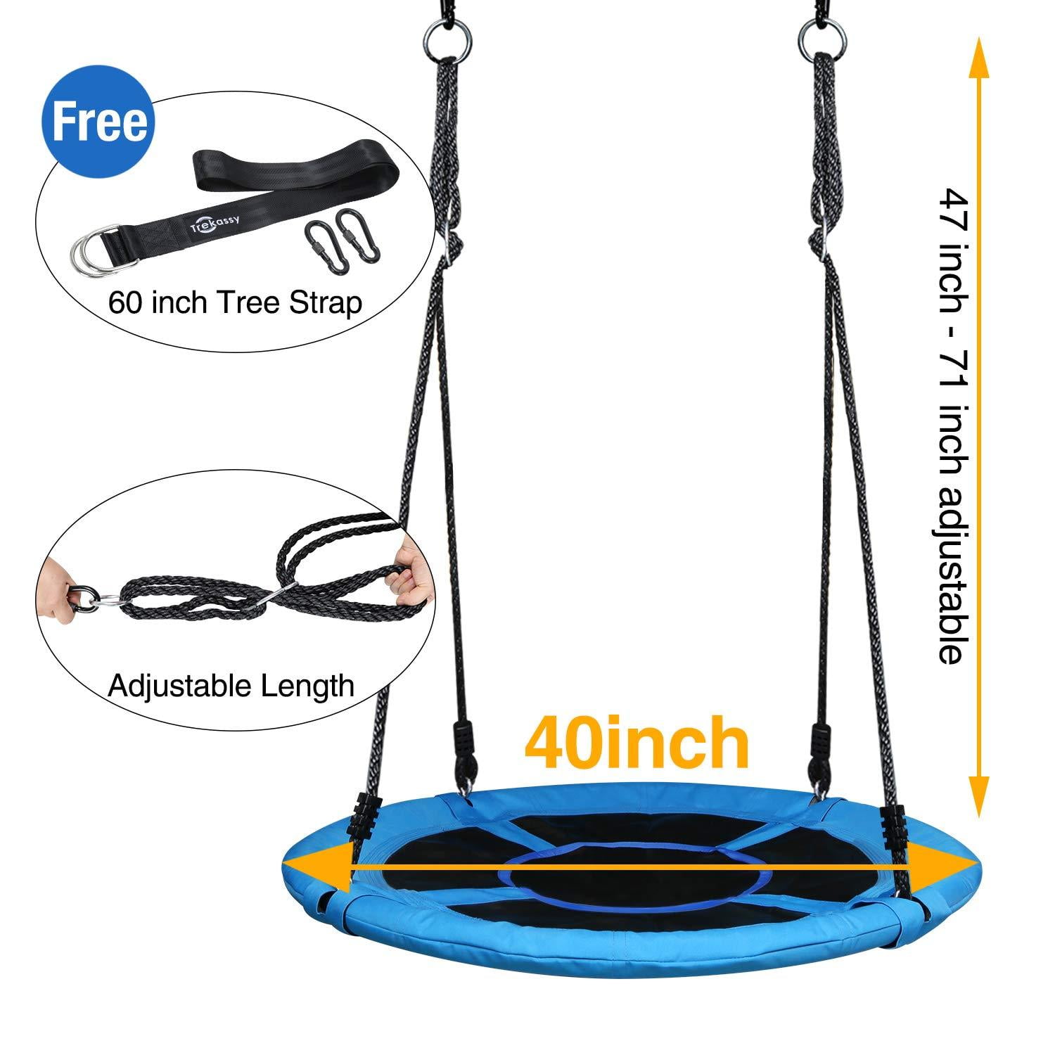 Trekassy 1000lbs 40 Saucer Tree Swing for Kids Adults with Heavy Duty Chains Plastic Coated Textilene Wear-Resistant and 2pcs 10ft Tree Hanging Straps 