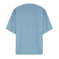 thumbnail image 4 of larppty Oversized Crew Neck Linen Tops for Women Short Sleeve Cotton Blend Tee Shirts (Sky Blue, L), 4 of 5