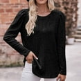 thumbnail image 2 of hoksml Women's Fashion Solid Colour Long Sleeves Tops Crew Neck Casual Tee Blouses Sweatshirt for Women, 2 of 6