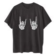 thumbnail image 1 of Tops de Mujer Camisas Casuales Blusas Dark Gothic Skull Gesture Características Manga Corta Estampado Retro Manga Corta Suelta Odeerbi ODB153801, 1 of 9