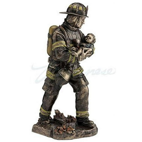 Veronese Design WU76803A4 Firefighter Carrying Child Metallic - Bronze