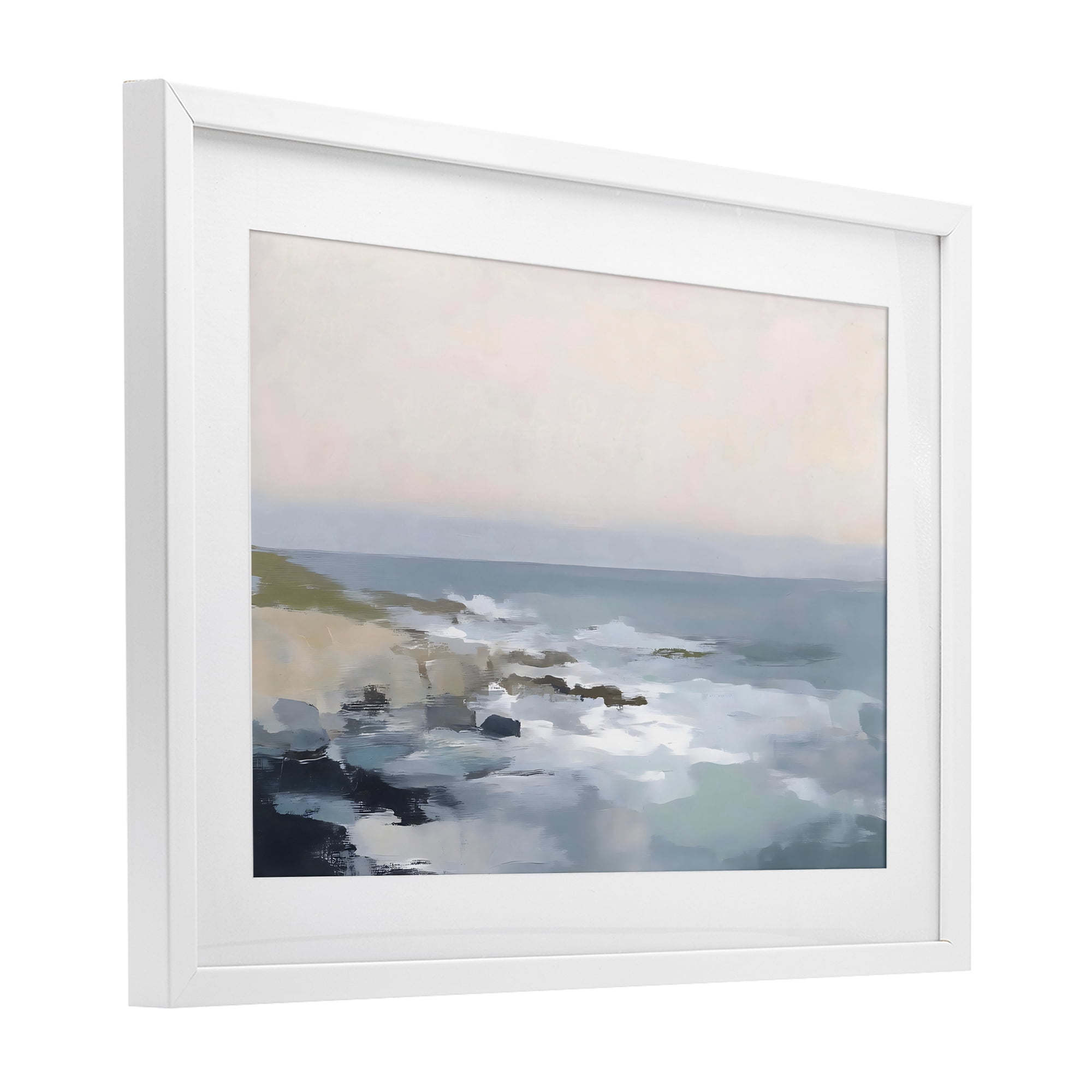 Stupell Industries Serene Coastal Ocean Scene White Framed Print Under Glass, design by Creative Studio