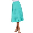 thumbnail image 4 of Faldas midi para mujer INSPIRE CHIC, sólidas, con cintura elástica, en línea A, con volantes y bolsillos, talla L, color teal, 4 of 6