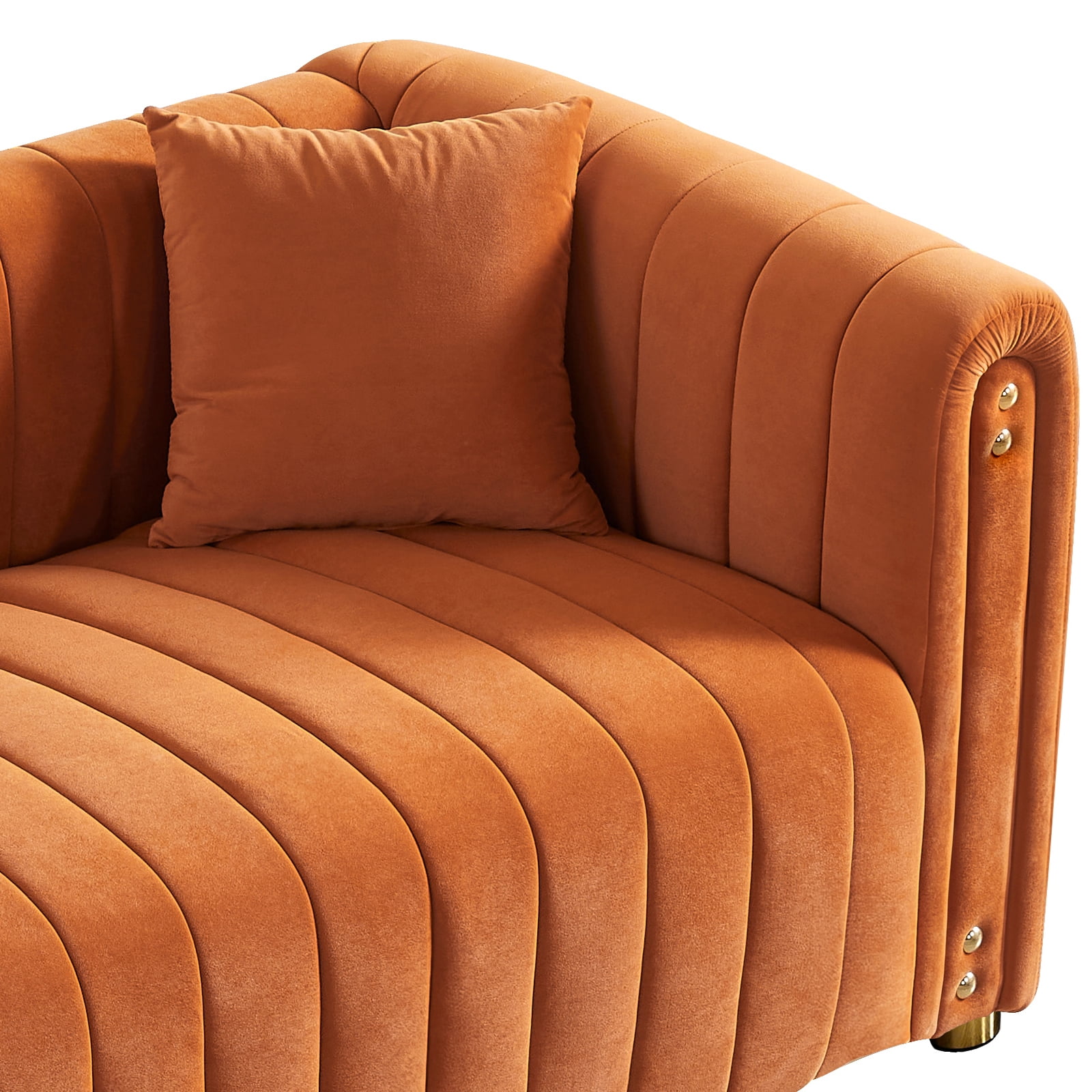 Resenkos Velvet Futon Sofa, Loveseat Couch for Living Room, Bedroom Apartment, Studio and Small Space, Orange Resenkos Velvet Futon Sofa, Loveseat Couch for Living Room, Bedroom Apartment, Studio and Small Space, Orange