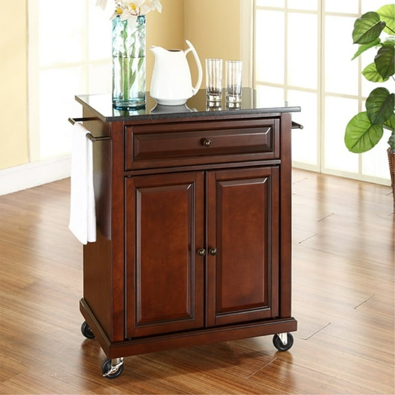 Durable Solid Hardwood Kitchen Island with Elegant Raised Panel Doors and Ample Storage Space - Vintage Mahogany Finish