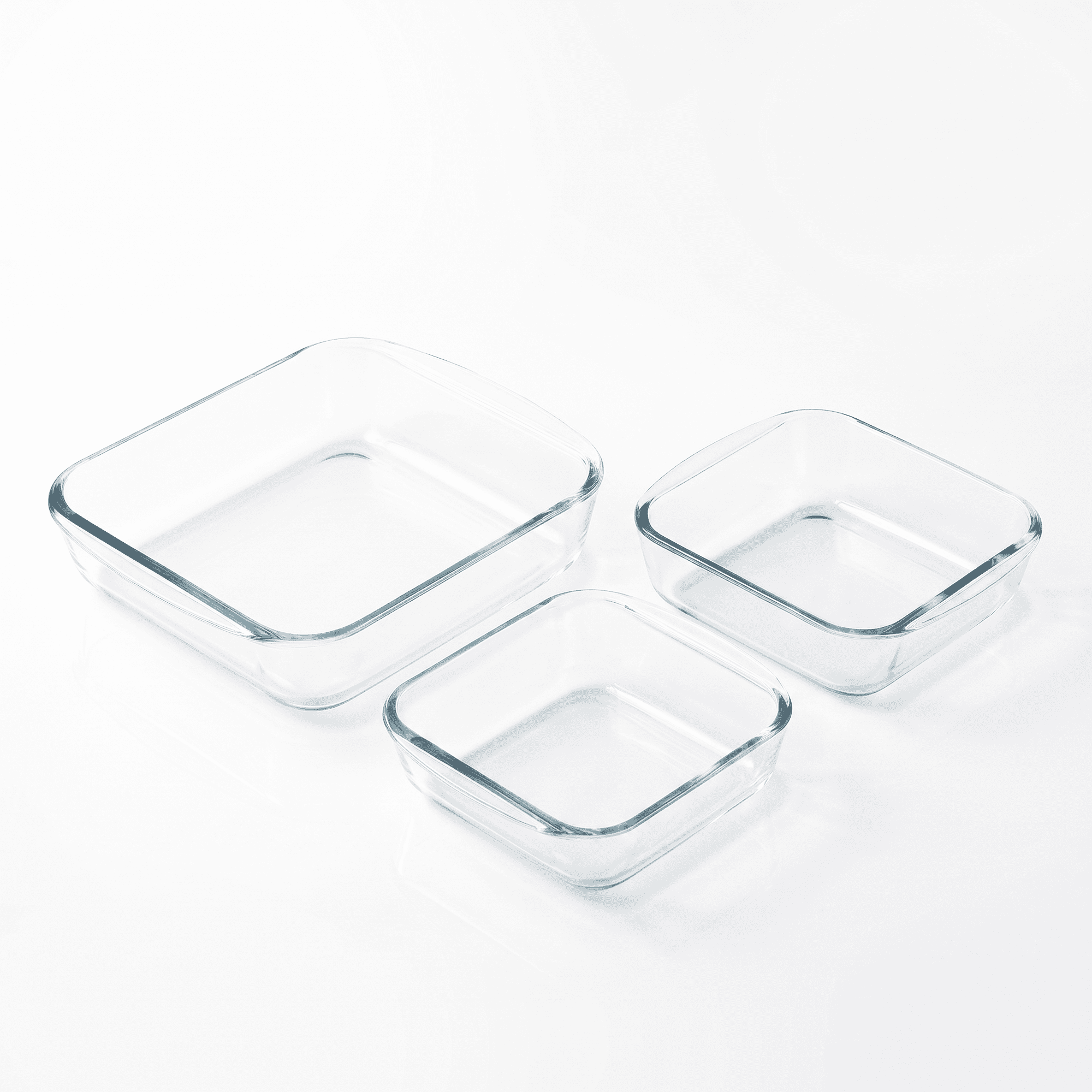 OVENTE Glass Baking Dish Set, 3-Piece Square Bakeware Set, Clear GBD30 | 0.9L, 1.1L, and 1.8L, Oven, Microwave & Dishwasher Safe, Even Heating Performance, Transparent Design for Easy Monitoring