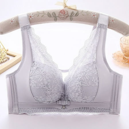 Fznquz Balconette Bras for Women Plus Size No Underwire Comfort Breathable Lace Purple Everyday Bra
