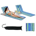 thumbnail image 3 of Costway Ensemble de 3 Pcs de Tapis pour Chaise Longue de Plage 2 Chaises Longues Réglables avec Table à Rayures, 3 of 9