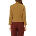 thumbnail image 3 of CHAQUETA BLAZER DE MUJER INSPIRE CHIC, ABIERTO, PARA TRABAJO, VERANO, CORTA, COLOR CAQUI OSCURO, TALLA 3XL, 3 of 6