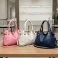 thumbnail image 5 of Ladies PU Leather Handbag Tote—Women Lightweight Satchel Purse, 14.2"×5.9"×10.2", Multiple Interior Pockets, Secure Zip Closure, 6.7" Handle Drop, Detachable Adjustable Strap for Shoulder(Blue), 5 of 5