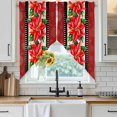thumbnail image 6 of Red Poinsettia Christmas Swag Curtains for Kitchen/Bedroom/Living Room, Xmas Floral Winter Botanical Scalloped Curtains 63 Inch Long, Window Swag Topper Curtains Valances 2 Panels Set 36"x63", 6 of 8