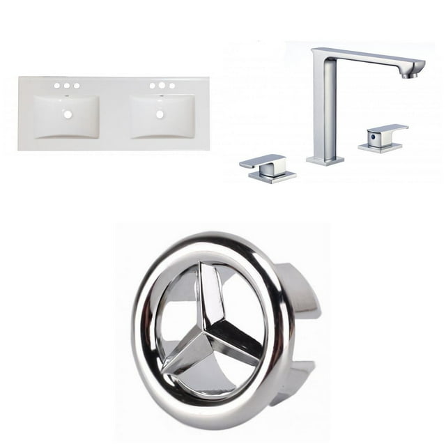 American Imaginations 48.75-in. W 3H8-in. Ceramic Top Set In White Color - Overflow Drain Incl. AI-24543