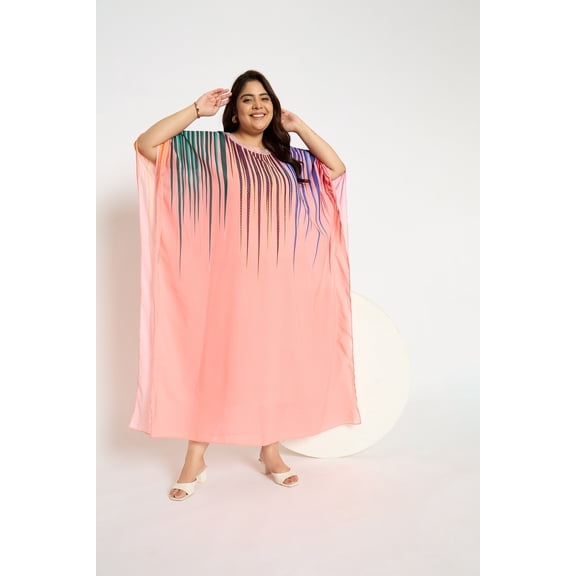 Oussum Plus Size Kaftan Dress Georgette Caftan Cover-up Dresses, One Size Fit 1X to 3X