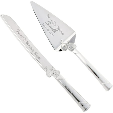 

True Love Silver Personalized Wedding Cake Cutting Set Engraved Wedding Cake Knife and Server Wedding Cake Cutter