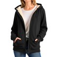 thumbnail image 2 of Womens Sherpa Lined Hoodie Thick Fleece Zip Up Winter Warm Comfy Oversized Hooded Sweatshirt Jacket with Pockets, 2 of 6