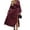 Dark Brown, variant on Women's Split Printed Surplice Long Sleeve Midi Dress with Smocked Sheer Panel and Opaque Back Polyester 100% Chic