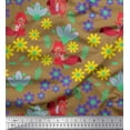 thumbnail image 1 of Soimoi Crepe Silk Fabric Leaves,Floral & Fox Cartoon Print Fabric by Yard 42 Inch Wide, 1 of 1