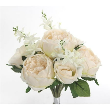 - Admired By Nature GPB8360-CREAM 10 Stems Beautiful Stylish Faux English Rose & Rose Bud Bouquet, Cream