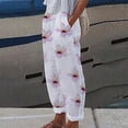 thumbnail image 1 of Sentuca Cotton Linen Lounge Pants with Pockets for Women Casual Summer Loose Fitted Long Trousers, 1 of 5