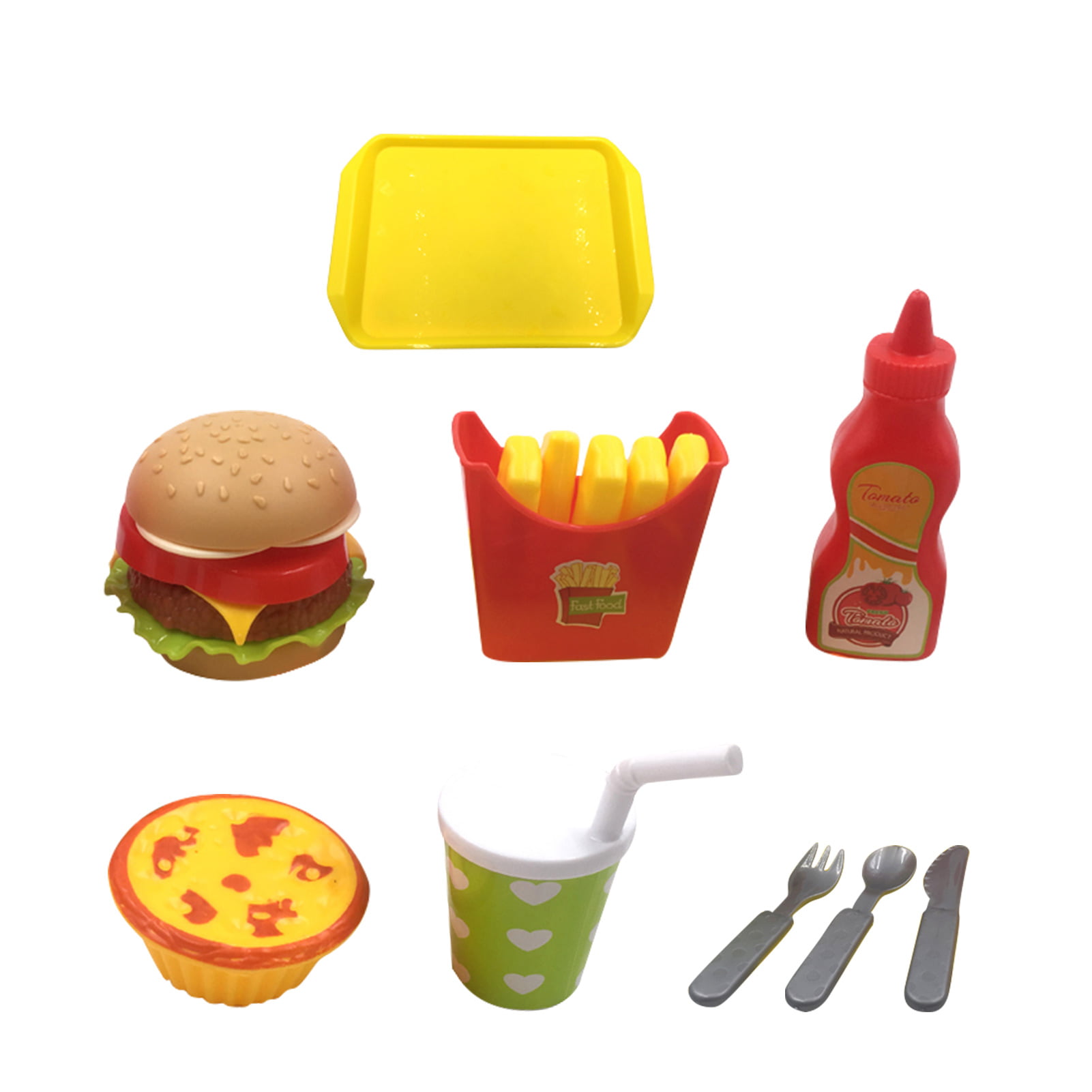 Pretend Play Food Set Hamburger Fries Sauce and More Role Play Toys 