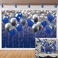 thumbnail image 1 of JM Fondos azules y plateados de 150x210 cm, utilizados para el baile de bodas de Orlando, fondo de fotografía de fiesta de cumpleaños brillante, globo azul gris plateado, estudio de decoración de fiesta de cumpleaños para niños JM, 1 of 5