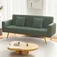 thumbnail image 2 of Leumius 71.7" Teddy Fleece Sleeper Sofa,3 Adjustable Backrest,2 Pillows, Convertible Futon Sofa Bed Folding Couch for Small Space,Living Room,Green, 2 of 7