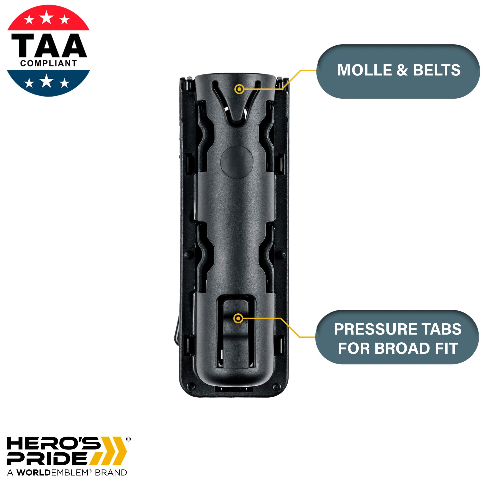 Hero’s Pride Edge Baton or Flashlight Pouch – Rotating Universal Fit, MOLLE & Belt Compatible