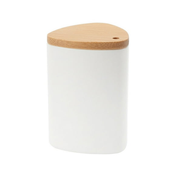 Porta palillos de plástico con tapa de bambú, práctico soporte de escritorio para palillos de dientes, ideal para el hogar, restaurante y hotel.