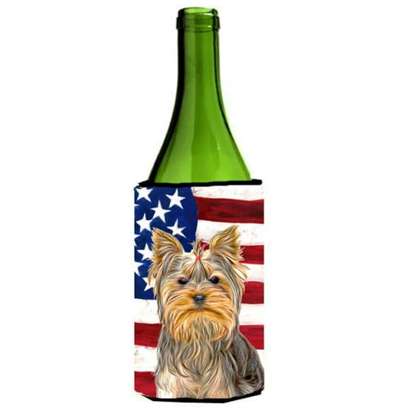 USA American Flag with Yorkie & Yorkshire Terrier Wine bottle sleeve Hugger