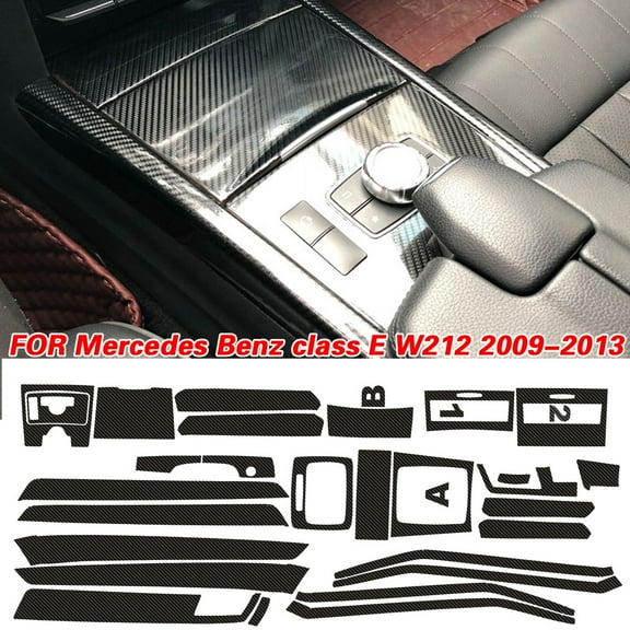 Carbon Fiber For Mercedes Benz E-Class W212 2009-2013 Car Film Interior Sticker Center Console Gear Dashboard Air Door Handle Lift Panel