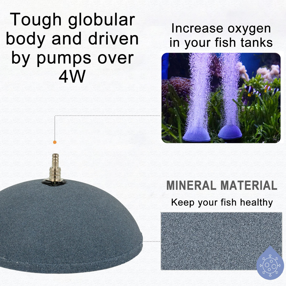 Aqua Dream Air Stone 2.4 Inch Dome Diffuser for Fish Tank Aquarium Air Pump