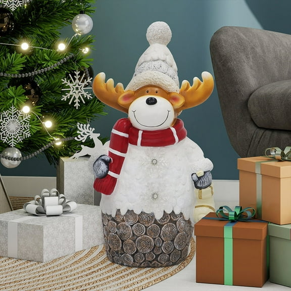 Christmas Reindeer Resin Sculture w LED Lights