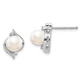 thumbnail image 4 of Auriga Fine Jewelry 925 Sterling Silver Pearl and Diamond Stud Earrings for Women, 4 of 6