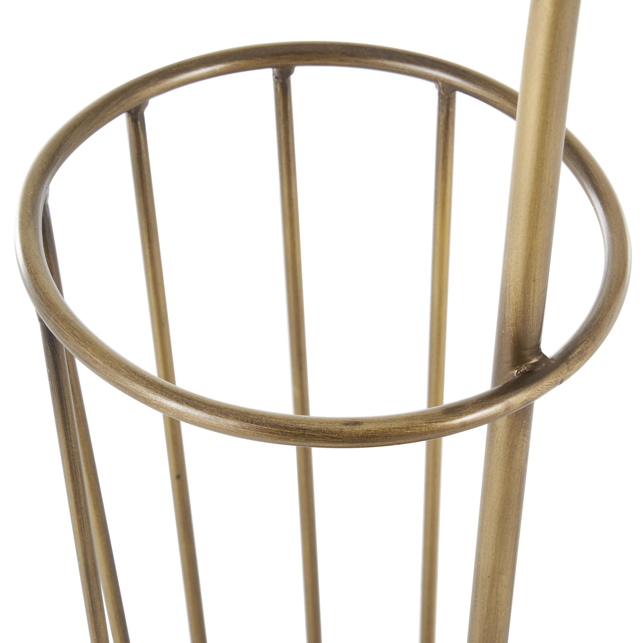 DecMode Gold Geometric Metal 2 Section Umbrella Stand with Umbrella Shaped Handle
