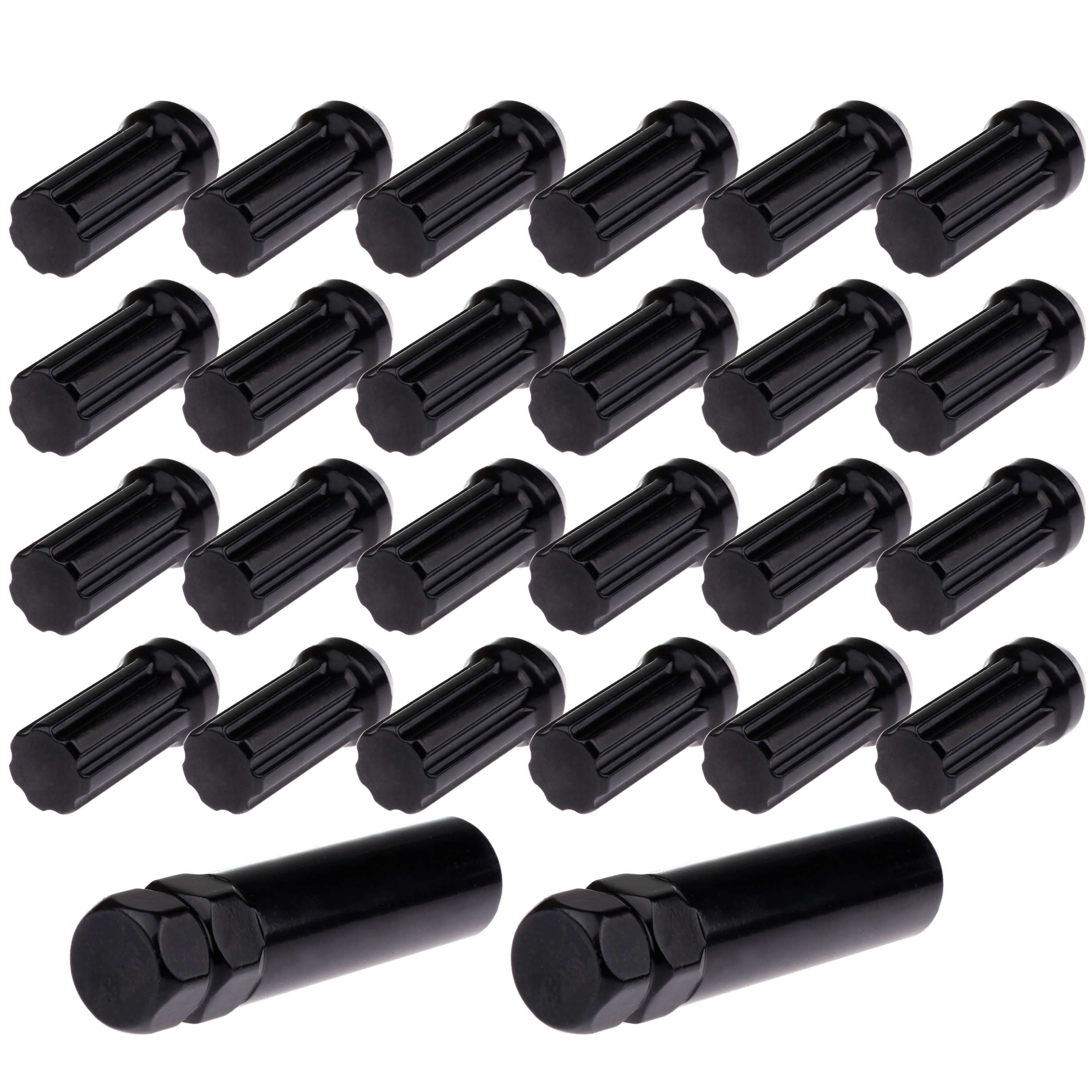 cciyu Set of 24 Black Spline Wheel lug Nuts for Ford Expedition/for Ford for F-150/for Lincoln Mark LT/for Lincoln Navigator 1997-2014 14×2.0 Close End 51mm Tall 3/4" Drive Hex Size with 2 Keys