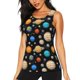 thumbnail image 1 of Balery Planets In Deep Space Camiseta sin mangas estampada ligera para mujer, tops de entrenamiento sin mangas, camisetas de yoga transpirables de secado rápido.-Large, 1 of 7