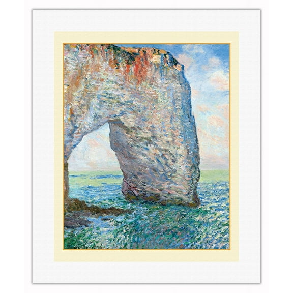 The Manneporte near Étretat France - From an Original Color Painting by Claude Monet c.1886 - Fine Art Rolled Canvas Print (Unframed) 16in x 20in