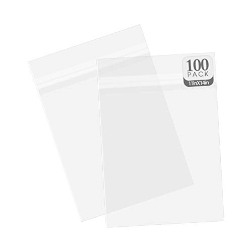 Golden State Art, Pack of 100, 11 3/16 X 14 2/16 Inch Clear Storage Bags for 11x14 Mats/Pictures