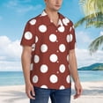 thumbnail image 3 of Yiaed Maroon And White Polka Dot Print Hawaiian Shirt for Men Short Sleeve Button Down Shirts Beach Shirts for Men,Large, 3 of 7